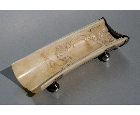 A Victorian silver mounted ivory pen trough, Sheffield 1900 and maker's mark for Joseph Rodgers &amp; Sons, 19cms (7.5ins) wi