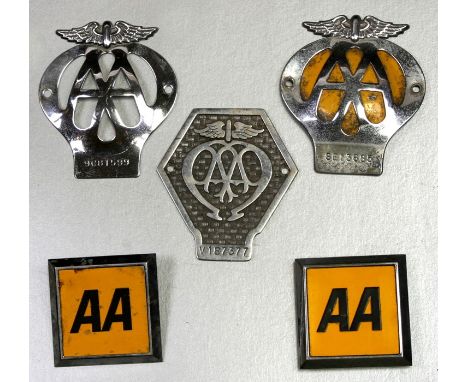 Automobile Association (AA) commercial and member's badges.