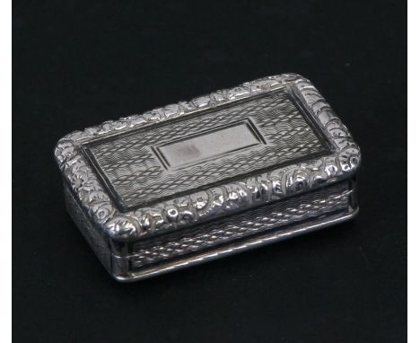 A George III silver vinaigrette with engine turned and cast decoration, Joseph Willmore, Birmingham 1819, weight 12g, 3cms (1