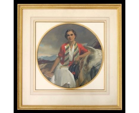 Attributed to Frank O Salisbury (1874-1962) - a circular overpainted coloured print depicting his daughter Monica, framed &am