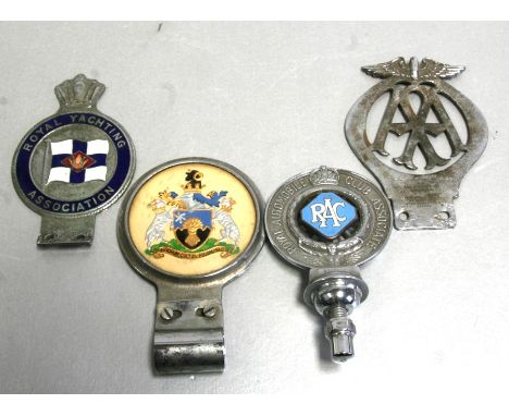 Four badge bar badges - Royal Automobile Club Association, Royal Yachting Association, AA and Royal Agricultural College (4).