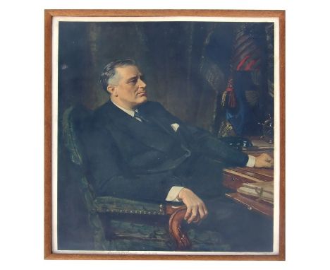 Frank O Salisbury (1874-1962) - Portrait of Franklin D Roosevelt - print, signed &amp; dated 1935 in pencil to the margin, fr