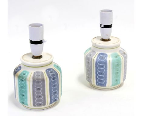 A pair of Poole Pottery freeform table lamp bases, designed by Alfred Read, 12cms (4.75ins) high (2).