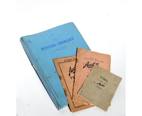 An original BMC Austin Healey Sprite workshop manual; together with The Original Austin Twelve Owner’s Handbook and two Austi