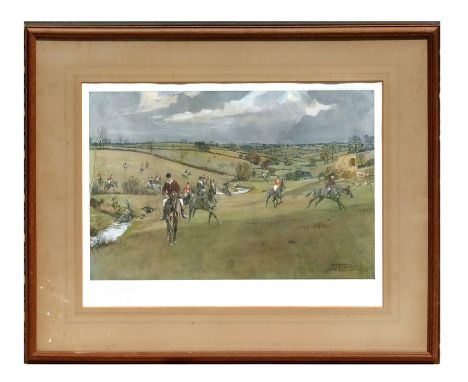 Lionel Edwards (British 1878-1966) - Fox Hunting Scene - signed in pencil to the margin, print, with Chas. West Gallery label