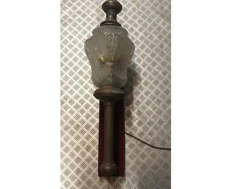 A Victorian style glass and copper wall light, with central moulded and frosted glass shade, approx. 76 cm, 30 inches long