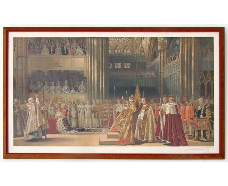 Frank O Salisbury (1874-1962) - The Coronation of their Majesties King George VI and Queen Elizabeth - coloured print, signed