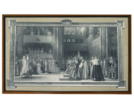 Frank O Salisbury (1874-1962) - Coronation of His Majesty King George VI and Queen Elizabeth - black &amp; white print, signe