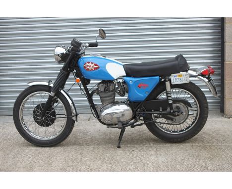 A 1968 BSA B25 S Starfire, registration no.  AHJ 451E, frame no. B25B 584, engine no. B25B 584, Blue.  This B25 Starfire was 