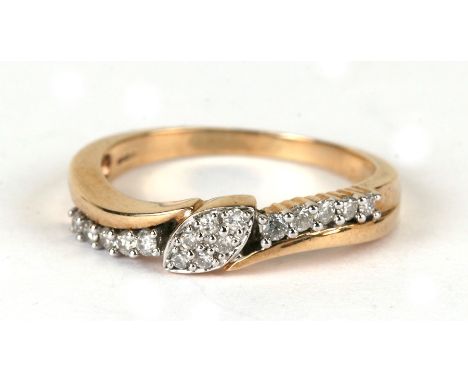 A 9ct gold diamond ring, weight 3.4g, approx UK size 'R'.