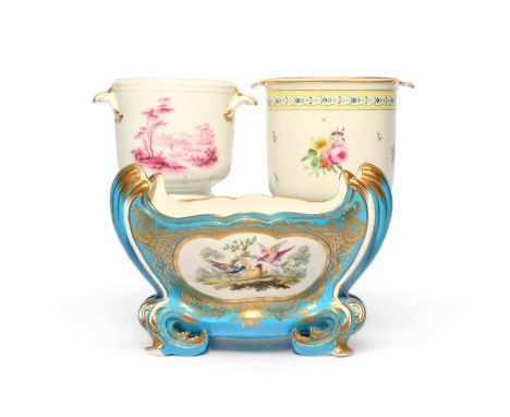 Two Continental porcelain coolers (seaux), 18th/early 19th century, one Vienna and painted with flower sprays, the other Sèvr