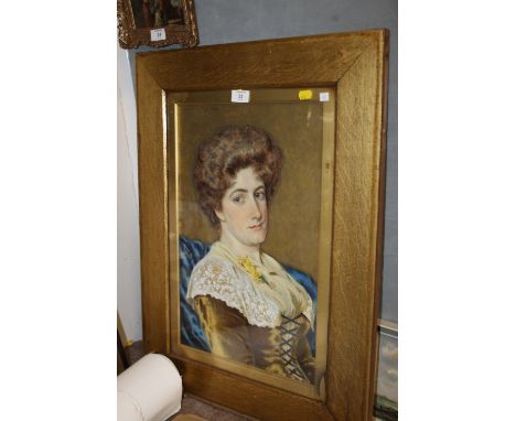 A GILT FRAMED AND GLAZED WATERCOLOUR PORTRAIT STUDY OF A LADY SIGNED G SMETHAM JONES 1889 