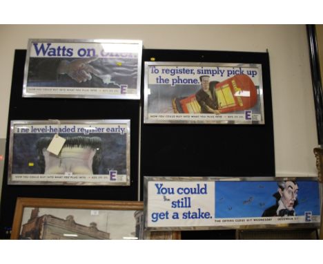 FOUR FRAMED THE REGIONAL ELECTRICITY COMPANIES SHARE OFFERS ADVERTISING POSTERS  
