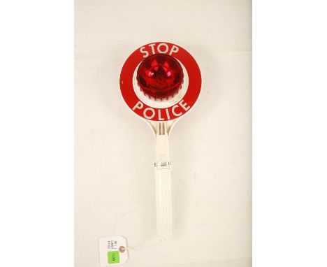 A vintage white plastic battery operated Stop Police hand held Stop Police light / sign(46cm long)Reserve: £20#1239 