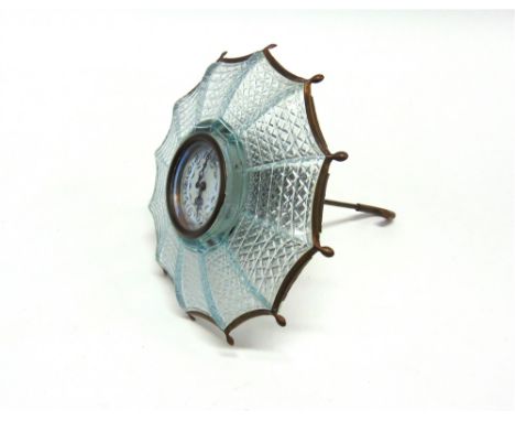 AN UNUSUAL DRESSING TABLE CLOCK  in the form of an umbrella, the enamel dial with Arabic numerals, inscribed 'MADE IN GERMANY