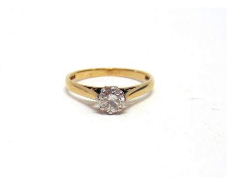 A 9 CARAT GOLD SINGLE STONE DIAMOND RING the brilliant cut of approximately 0.35 carats, finger size K, 1.6g gross