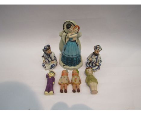 A pair of Victorian nodders in Arabic style clothes together with an Art Deco style Myott &amp; Sons and four Mable Lucie Att