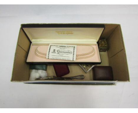 A selection of jewellery including sterling silver bracelet with various charms, silver spoons/fork, amber earrings etc.