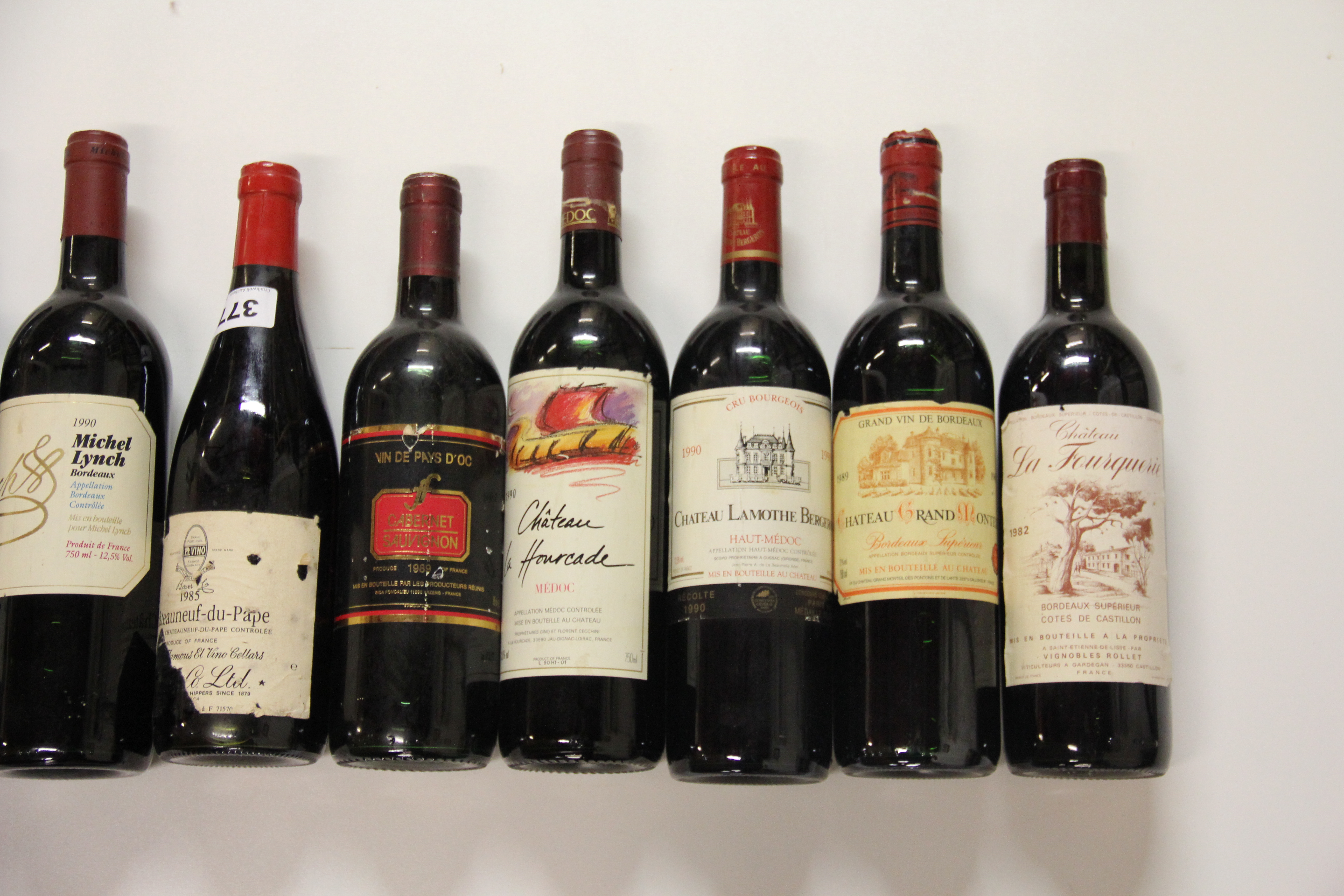 Ten bottles of 1980's and 90's vintage wine.