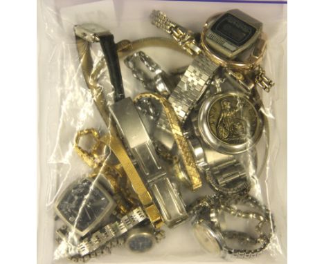 A bag of mixed vintage watches.