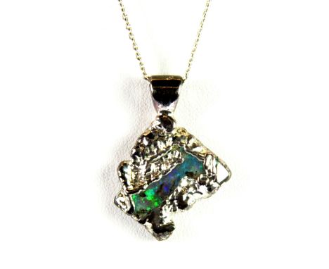 A 925 silver and boulder opal pendant and chain.