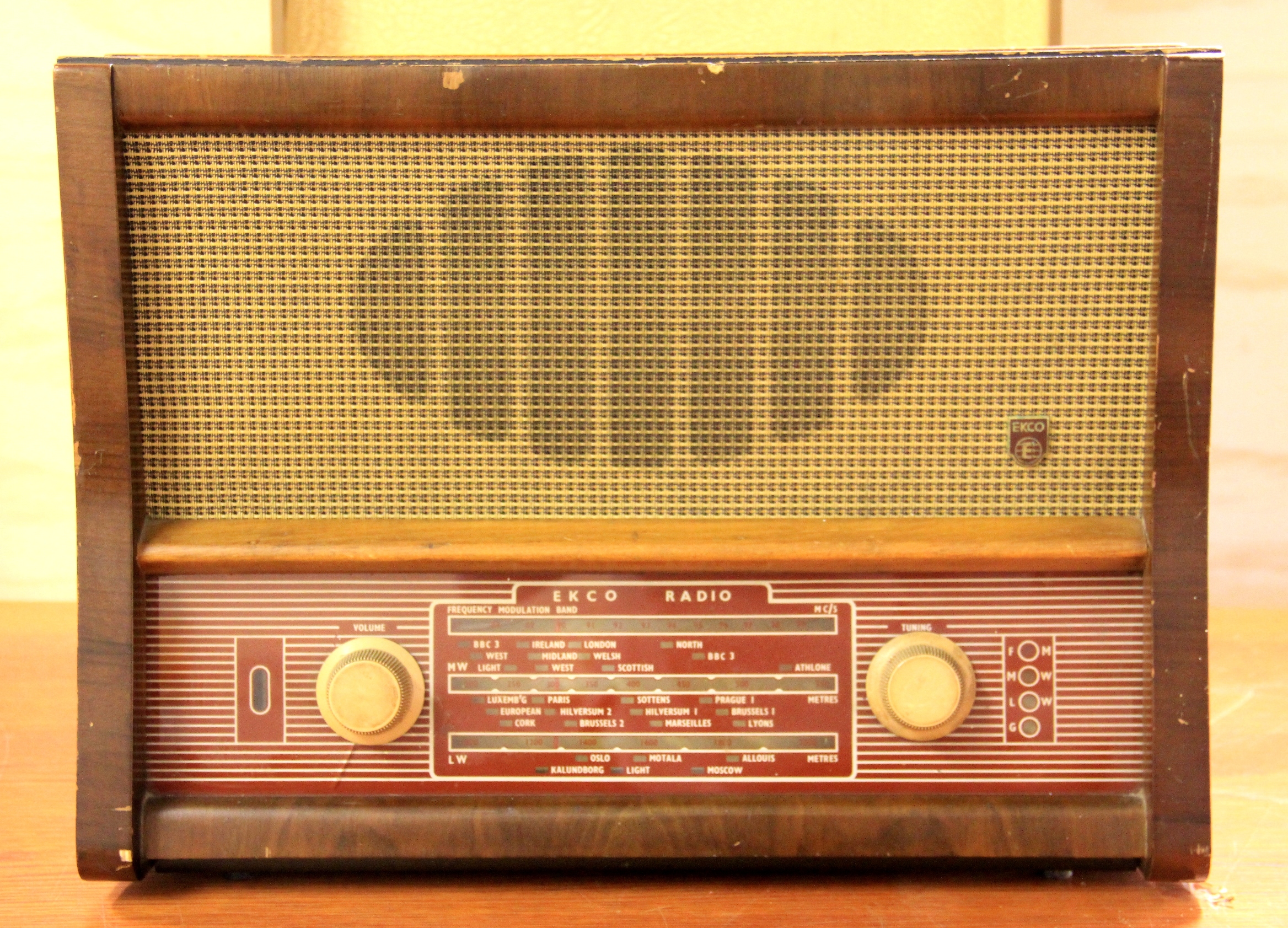 A 1950's portable radiogram by Ekco, Size 48 x 46 x 36cms.