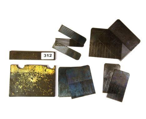 A vintage cased set of carding combs, Size. 14 x 9.5cms.