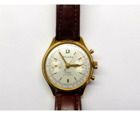 Vintage Nevada centre second chronograph wrist watch in very nice condition comes on leather strap measures without lugs and 