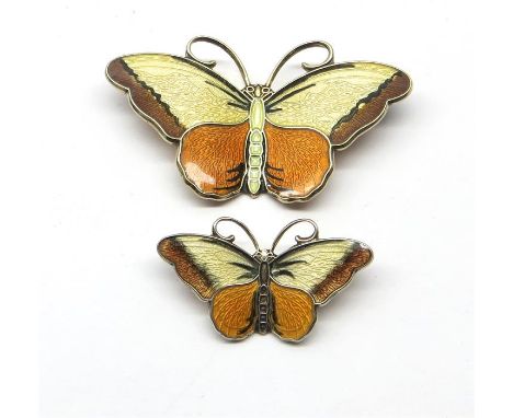 2 Norway silver & enamel butterfly brooches both in great condition hallmarked on back sterling 925s Norway by Hroar Prydz la