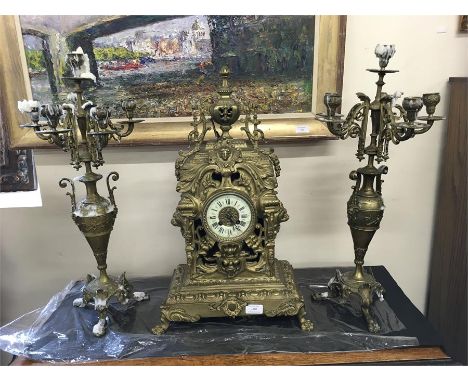 French clock with garnish , Approx measurements of clock: 23 Inches Tall by 14 Inches Width (Widest Point).