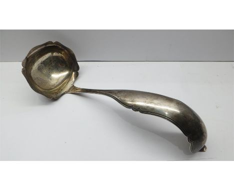Large dutch silver soup ladle full dutch silver hallmarks measures approx 13ins long by 4.5 ins at widest points total weight