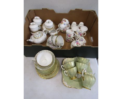 4 part tea sets- Shelley 'Blue Princess' Royal Crown Derby 'Posies' Paragon 'Athena' Franconia and Tuscan