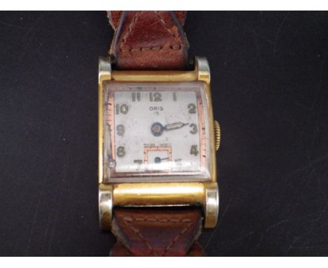 Vintage art deco gents Oris tank watch - working order. (one hand loose)