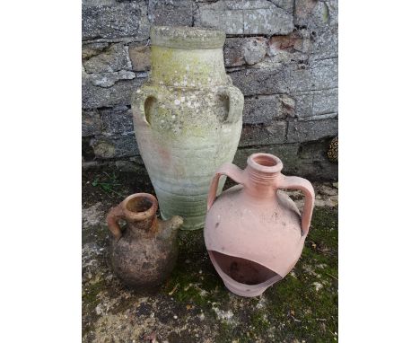 Terracotta Amphora urn (H45cm) and 2 others&nbsp;