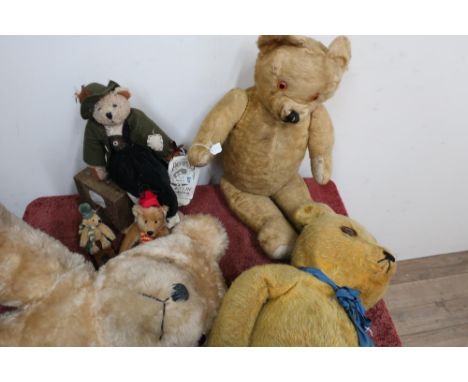 Burbank Toys teddy bear, a small Steiff teddy bear and three others 