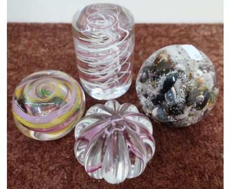 Caithness paperweight, a Selkirk glass paperweight, Eirian glass paperweight, and a Langham glass paperweight 