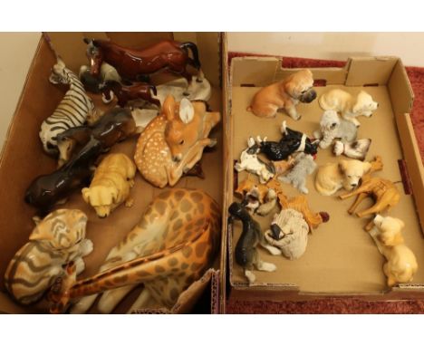 Large selection of various decorative animal figures and ornaments, various makes including a large Russian ceramic giraffe, 