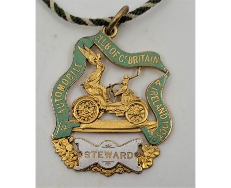 "Automobile Club of Gt. Britain &amp; Ireland 1903", a part enamel and gilt metal Steward's motoring badge, stamped "West &am