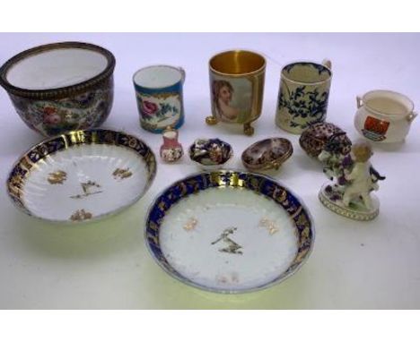 A Collection of 18th cent and later porcelain items including miniature jug ewer and basin