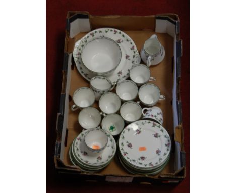 A 1940s Shelley part tea service, in the New York shape, pattern No.10558, printed mark verso, registration No.468736