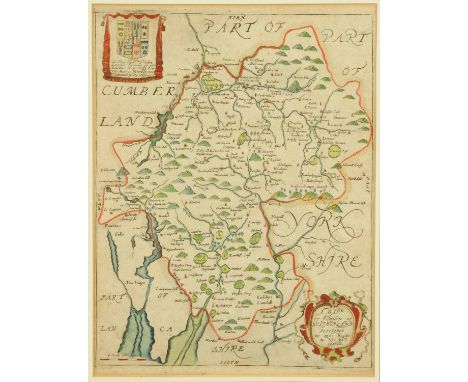 An antiquarian map of Cumberland by R. Blome, handcoloured.  13 ins x 9.75 ins, 