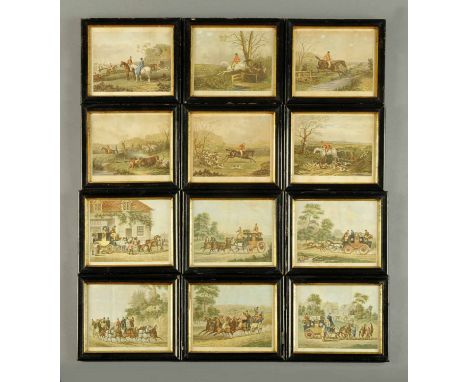 A set of twelve coaching and hunting prints, one bearing label of provenance "Formerly the Property of Cecil Rhodes".  Each a