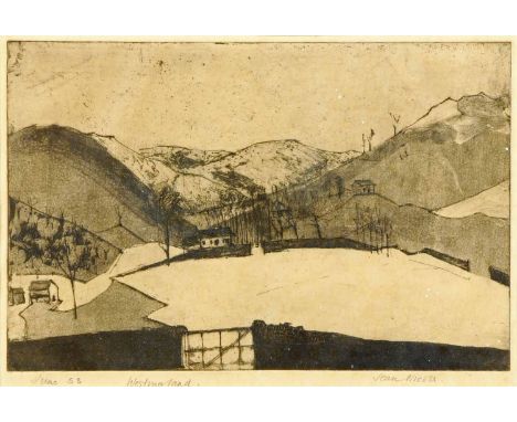 Jean Nicoll, etching, "Westmorland".  8.25 ins x 12 ins, signed and dated June (19)53. CONDITION REPORT: This picture has rec