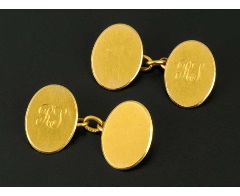 A pair of 18 ct gold cufflinks, oval, 10.1 grams.