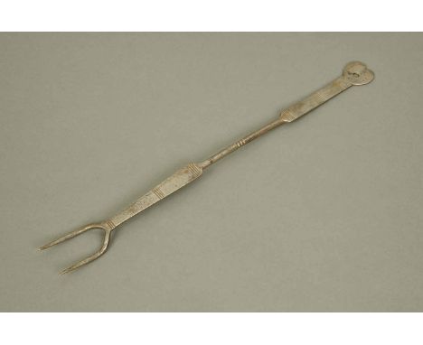 A Georgian steel flesh fork.  Length 24 ins. 