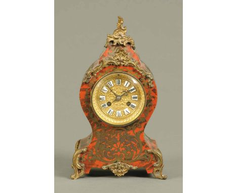 A Victorian boule marquetry mantle clock, with gilt metal mounts and two-train striking movement by Vincenti & Company.  Heig