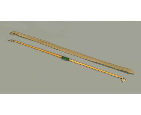 A Dixon of London yew wood bow, early to mid 20th century, stamped "Dixon, London 25", with horn knocks, with spare knock.   