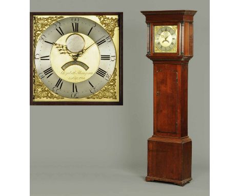 A George III longcase clock by Hugh Lough of Penrith, with thirty hour movement, moulded dentil cornice above the 11 inch squ