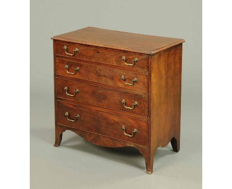 A 19th century mahogany chest of drawers, with Jenners plaque to top drawer, in the George III style, with four long graduate