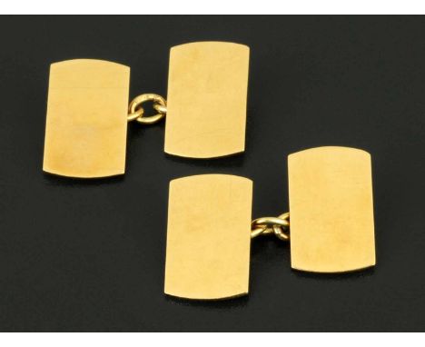 A pair of 9 ct gold cufflinks, rectangular with rounded ends, hallmarked, 7.4 grams. 